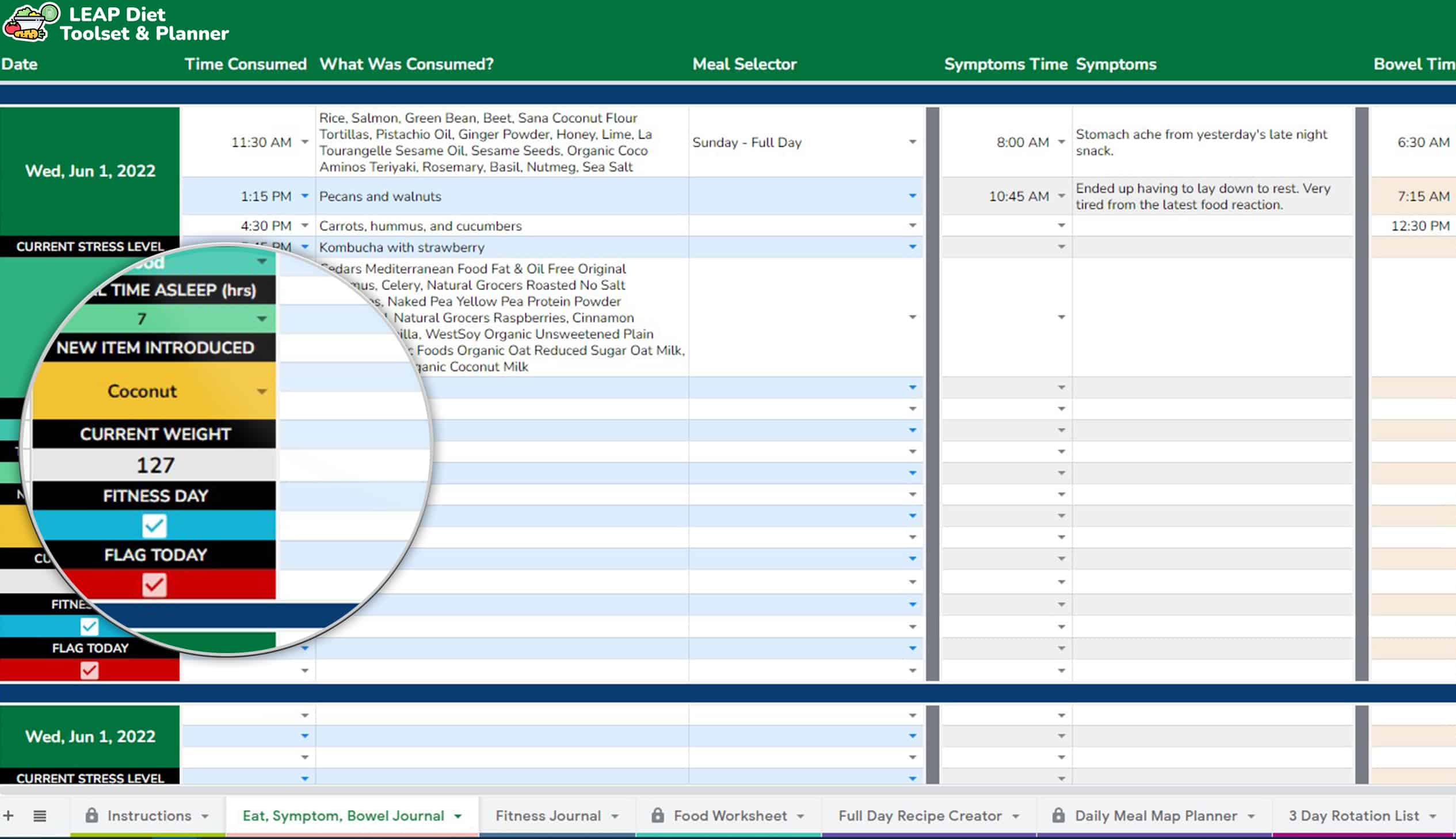 LEAP Diet App Eat Symptom Bowel Journal